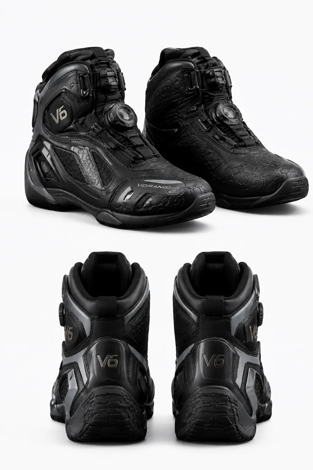 V6 Velocity 07 premium studio front and rear views in Graphite / Black