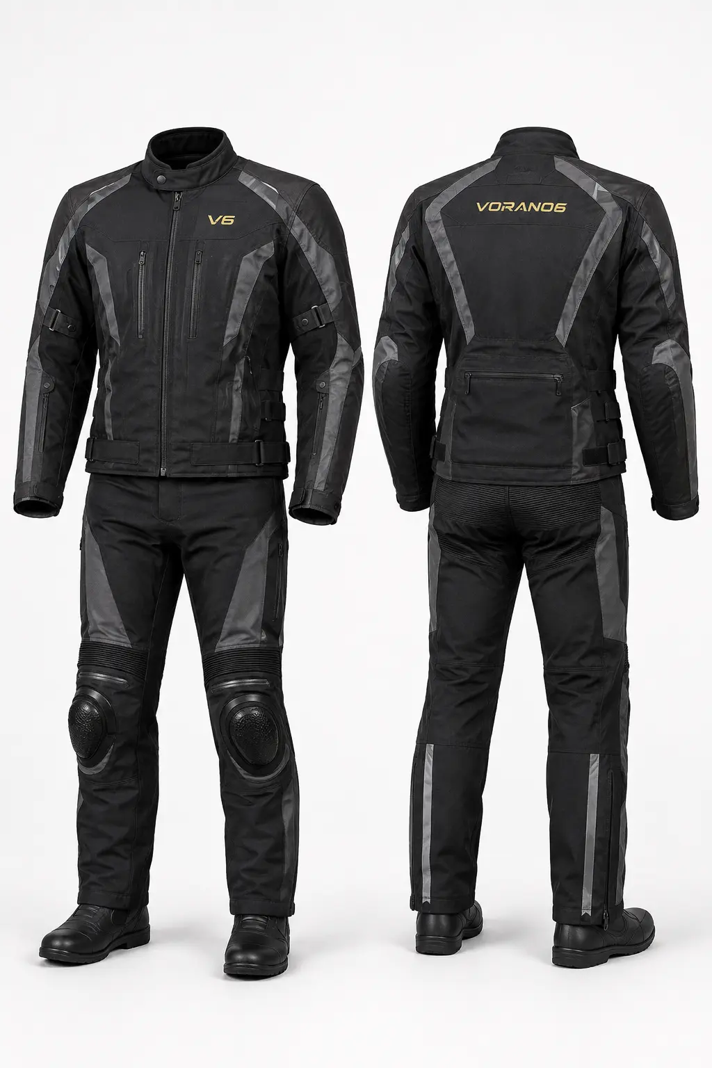 V6 Tour 07 premium studio front and rear views in Graphite / Black