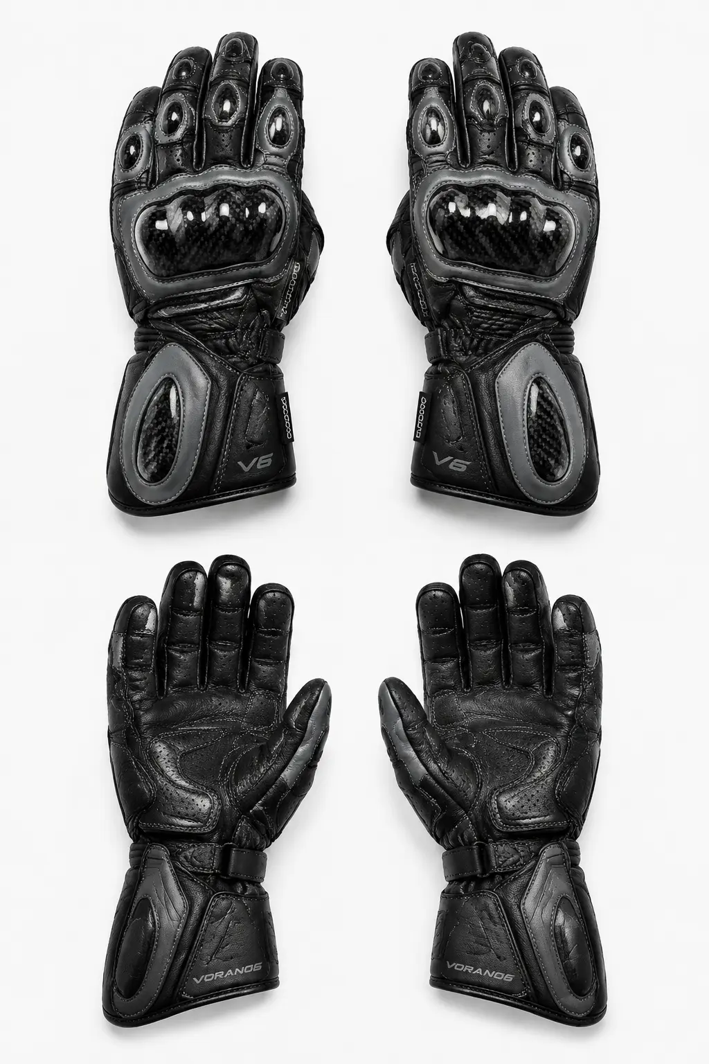 V6 Grip 07 premium studio front and rear views in Graphite / Black