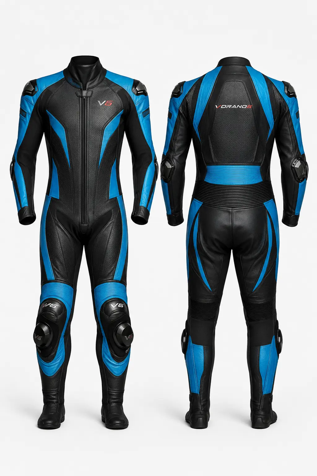 V6 Apex 10 premium studio front and rear views in Cyan / Black
