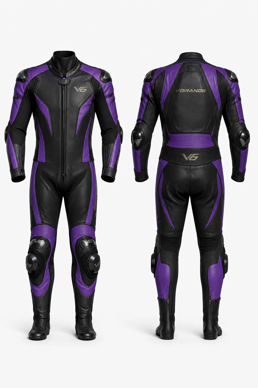 V6 Apex 09 premium studio front and rear views in Royal Purple / Black